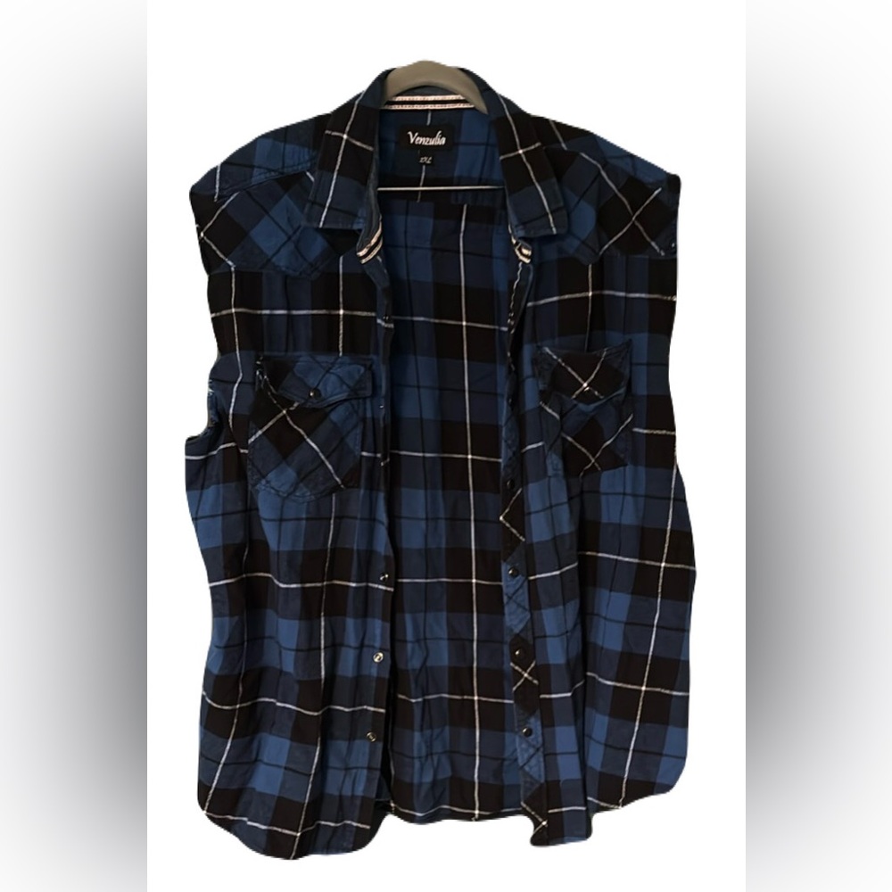 Blue and Black Casual Button Down Shirt